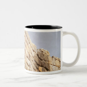 Caneca De Café Em Dois Tons Detalhe de uma parede de pedra