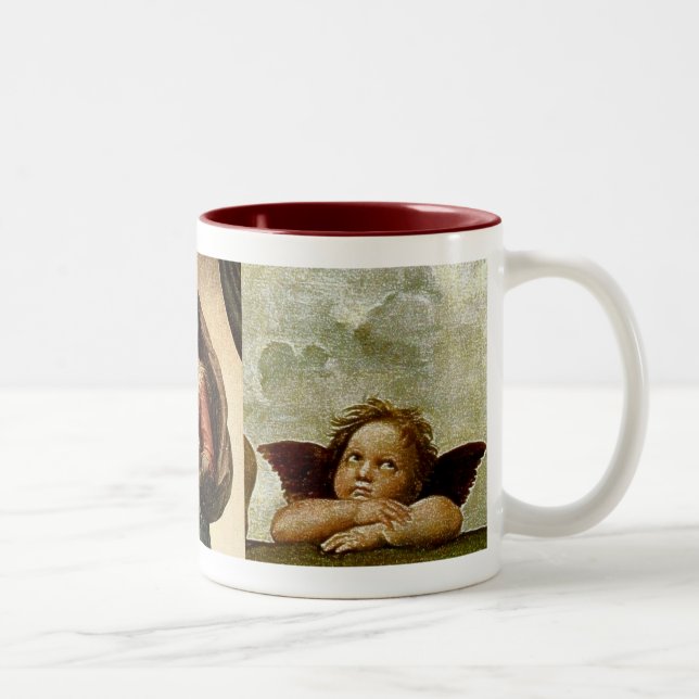 Caneca De Café Em Dois Tons Detalhe "Sistine Madonna" de Rafael (cerca de 1513 (Direita)