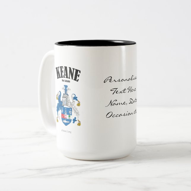Caneca De Café Em Dois Tons Detenção, Tradução e Significado da Família Keane (Frente Esquerda)