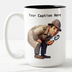 Caneca De Café Em Dois Tons Detetive Amador 3D Procurando Pistas