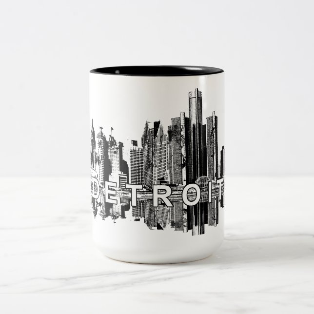 Caneca De Café Em Dois Tons Detroit, Michigan a tinta preta (Centro)