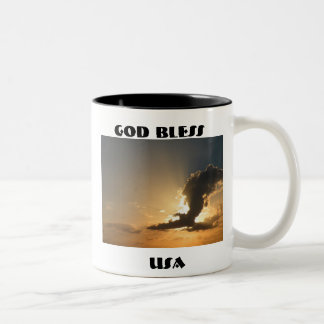 Caneca De Café Em Dois Tons Deus Abençoe a Águia Nuvem do Pôr do Sol dos EUA