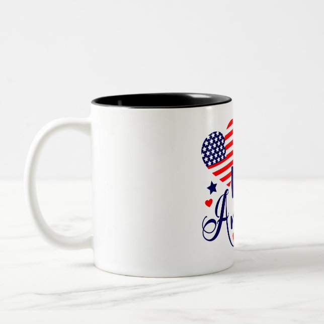 Caneca De Café Em Dois Tons Deus abençoe a América (Esquerda)