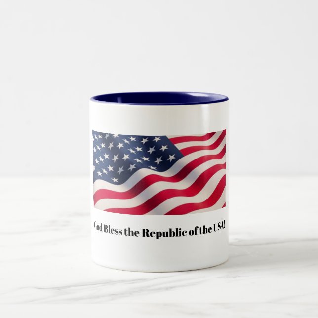 Caneca De Café Em Dois Tons Deus abençoe da República Mug (Centro)