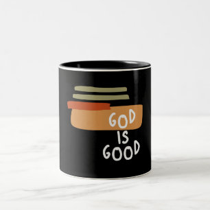 Caneca De Café Em Dois Tons Deus é bom - citação cristã simples e poderosa