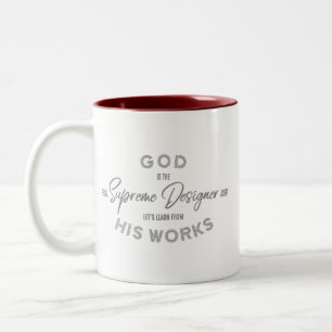 Caneca De Café Em Dois Tons DEUS é o SUPREMO DESIGNER, Mug de 11 oz com dois t