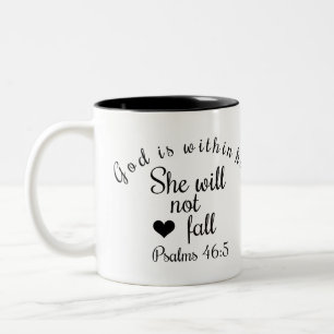 Caneca De Café Em Dois Tons Deus Está Dentro Dela. Ela Não Cairá Bíblia Ve
