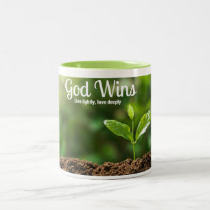 Caneca De Café Em Dois Tons Deus ganha Mug
