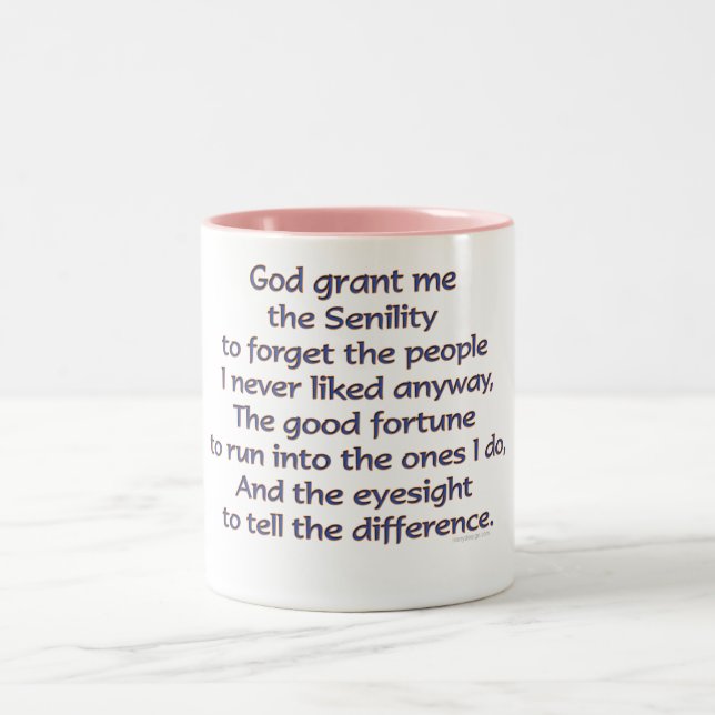 Caneca De Café Em Dois Tons Deus Grant mim o provérbio engraçado do Senility (Centro)