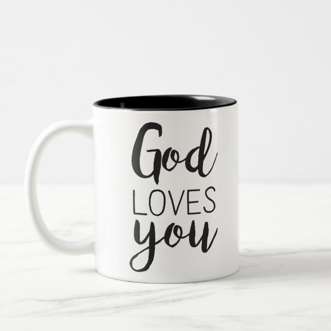 Caneca De Café Em Dois Tons Deus te ama (Esquerda)