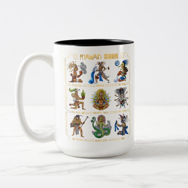Caneca De Café Em Dois Tons Deuses maias antigos (Esquerda)