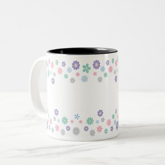 Caneca De Café Em Dois Tons Devoção Floral (Linear) (Frente Esquerda)