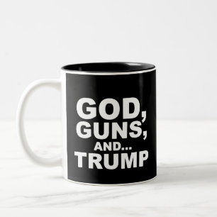 Caneca De Café Em Dois Tons Dia da Inauguração de Deus, Armas e Trump 2025