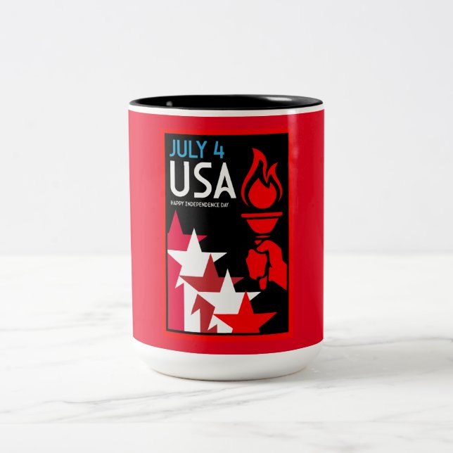 Caneca De Café Em Dois Tons Dia da Independência Americana (Centro)
