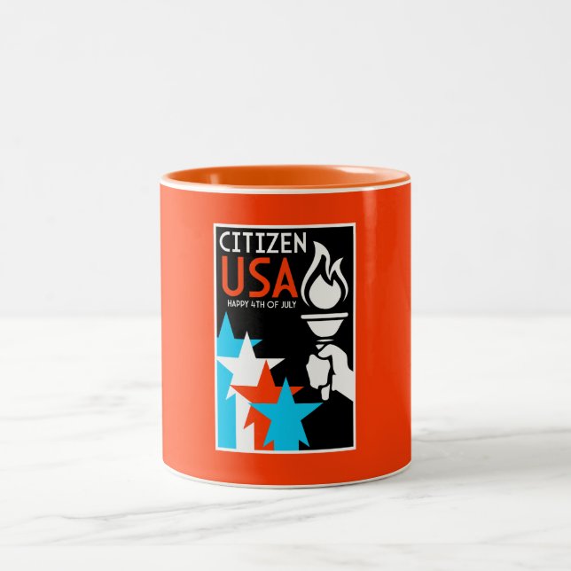 Caneca De Café Em Dois Tons Dia da Independência Americana (Centro)