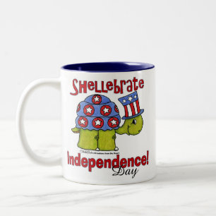 Caneca De Café Em Dois Tons Dia da Independência da Turtle Shellebrate!