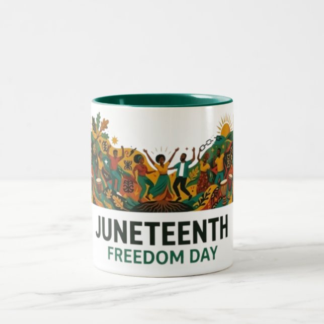 Caneca De Café Em Dois Tons Dia da Liberdade Juneteenth (Centro)