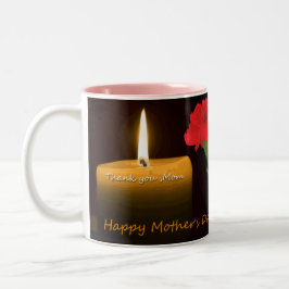 Caneca De Café Em Dois Tons Dia das Mães Rosa Vermelha e Vela