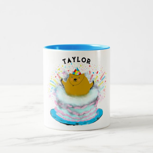 Caneca De Café Em Dois Tons Dia de aniversário do Groundhog (Centro)