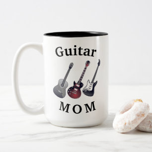Caneca De Café Em Dois Tons dia de as mães acústico e elétrico "MOM GUITAR"