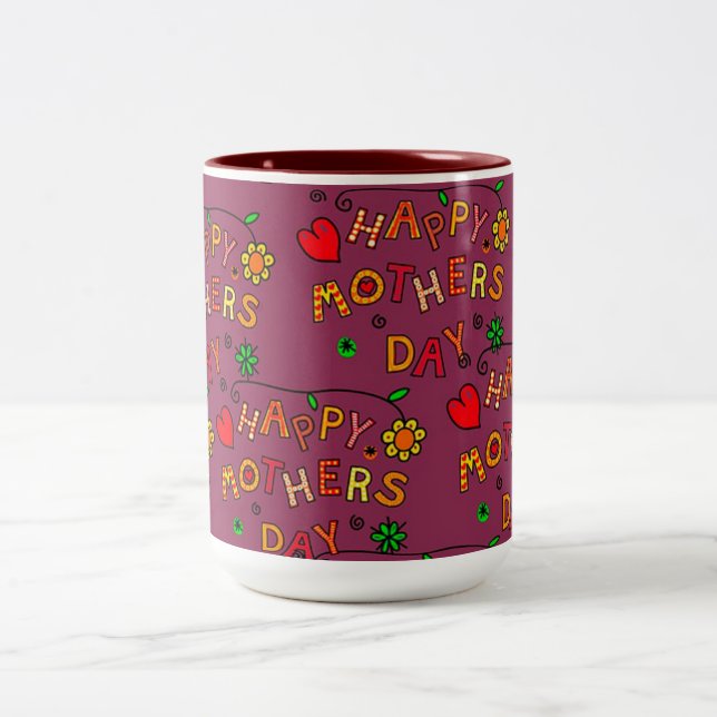 Caneca De Café Em Dois Tons Dia de as mães Feliz (Centro)