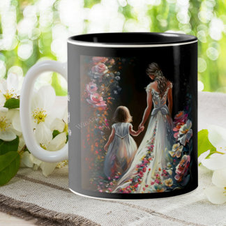 Caneca De Café Em Dois Tons Dia de as mães Floral Personalizado Bonito Filha M