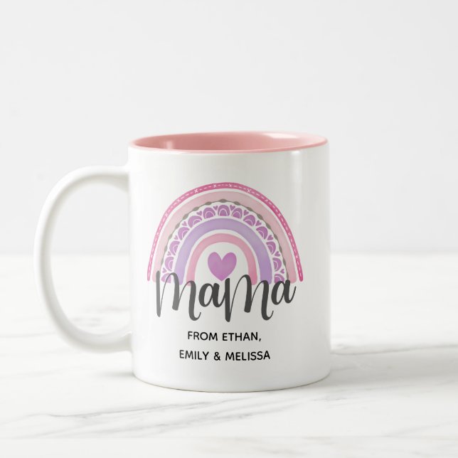 Caneca De Café Em Dois Tons Dia de as mães Mama do Arco-Íris Personalizado Mug (Esquerda)