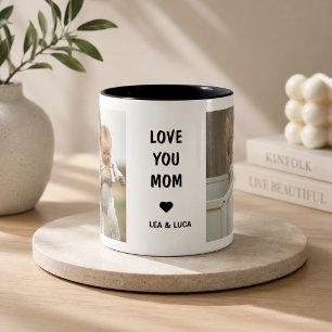 Caneca De Café Em Dois Tons Dia de as mães Personalizado Te Ama Mãe