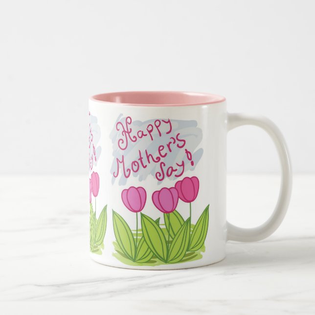 Caneca De Café Em Dois Tons Dia de as mães Tulip Mug (Direita)