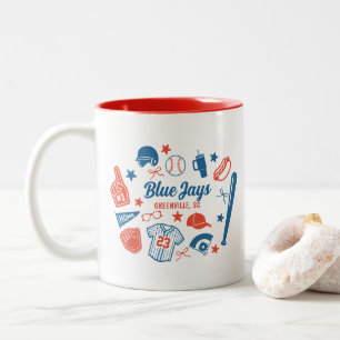 Caneca De Café Em Dois Tons Dia de Jogo da Mama Softball Ortostada da Mãe de B