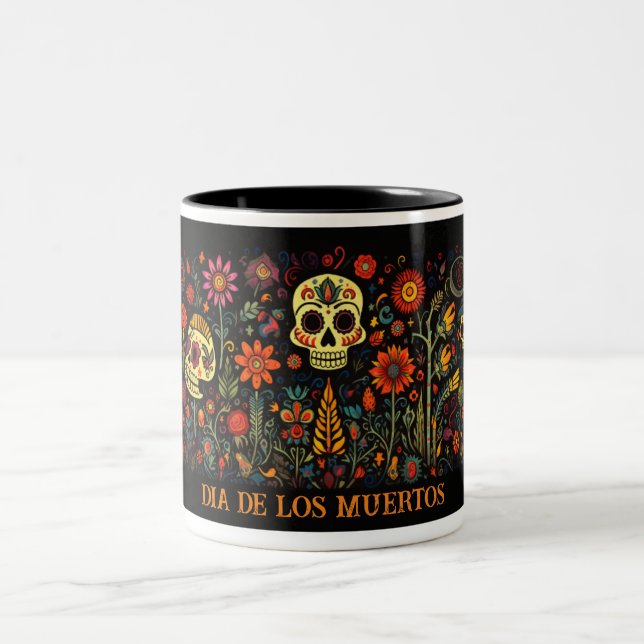 Caneca De Café Em Dois Tons Dia de los Muertos (Centro)