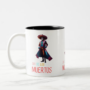 Caneca De Café Em Dois Tons Dia de los Muertos Charro