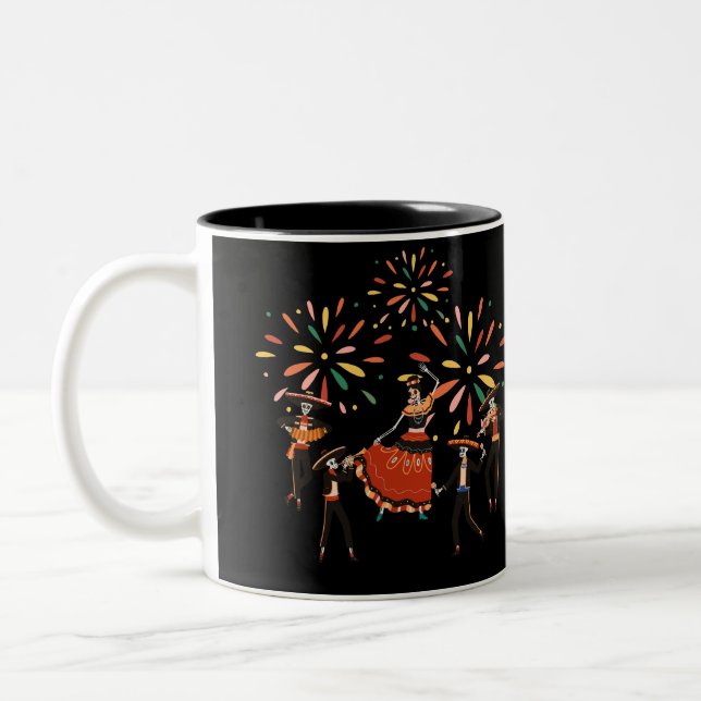 Caneca De Café Em Dois Tons Dia De Los Muertos Skeletons (Esquerda)
