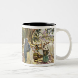 Caneca De Café Em Dois Tons Dia de mercado em San Gabriel, México