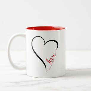 Caneca De Café Em Dois Tons Dia de os namorados bonito e simples