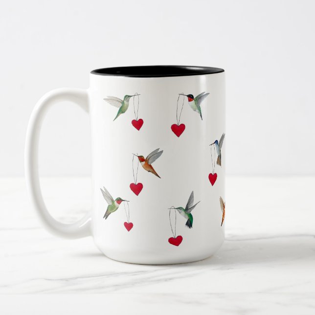 Caneca De Café Em Dois Tons Dia de os namorados de aves (Esquerda)