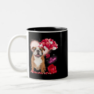 Caneca De Café Em Dois Tons Dia de os namorados de Coração do Balão do Bulldog