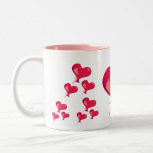 Caneca De Café Em Dois Tons Dia de os namorados de Corações Bonitos Mug