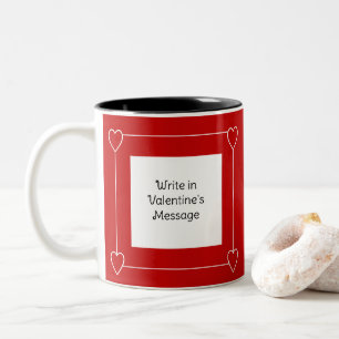 Caneca De Café Em Dois Tons Dia de os namorados de Corações Simples Adicionar