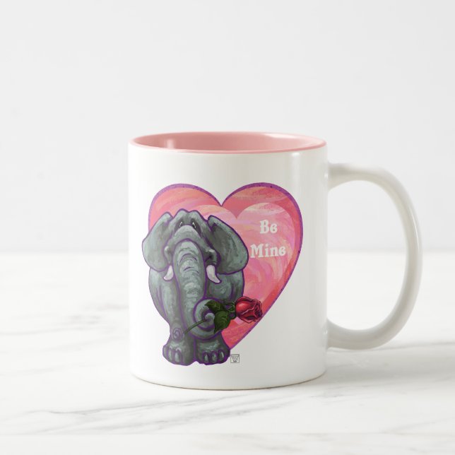 Caneca De Café Em Dois Tons Dia de os namorados de elefante (Direita)