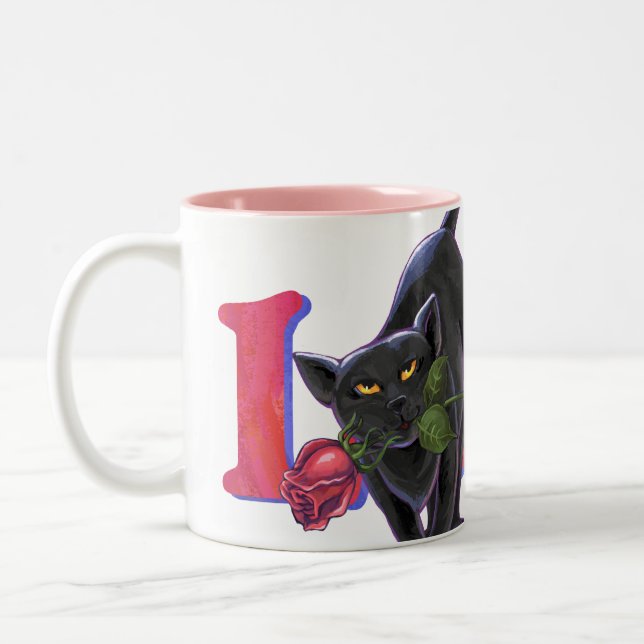 Caneca De Café Em Dois Tons Dia de os namorados de Gato Negro (Esquerda)