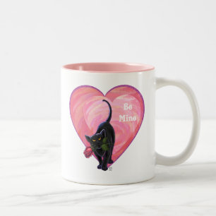 Caneca De Café Em Dois Tons Dia de os namorados de Gato Preto