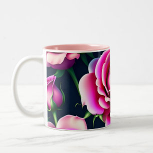Caneca De Café Em Dois Tons Dia de os namorados De Padrão Ininterrupto De rosa