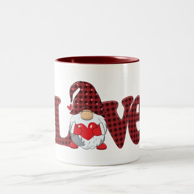 Caneca De Café Em Dois Tons Dia de os namorados Gnome/Amor (Centro)
