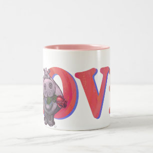 Caneca De Café Em Dois Tons Dia de os namorados Hippopotamus