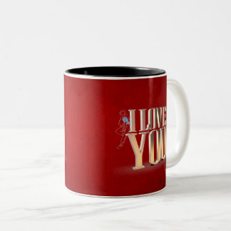 Caneca De Café Em Dois Tons Dia de os namorados Vermelho 3D Eu Te Amo