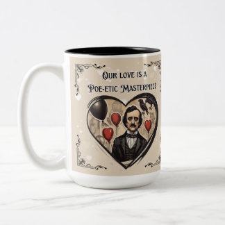 Caneca De Café Em Dois Tons Dia de os namorados Vintage Edgar Allan Poe