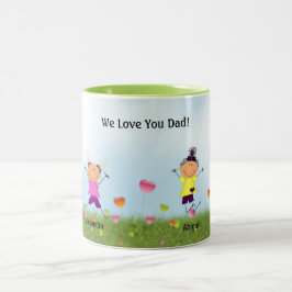 Caneca De Café Em Dois Tons Dia de os pais 2 Stick Girls Mug