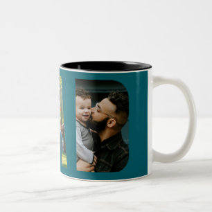 Caneca De Café Em Dois Tons Dia de os pais de Colagem de Fotografias do pai Ve