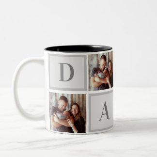 Caneca De Café Em Dois Tons Dia de os pais de Colagem de Fotos Moderna DADA
